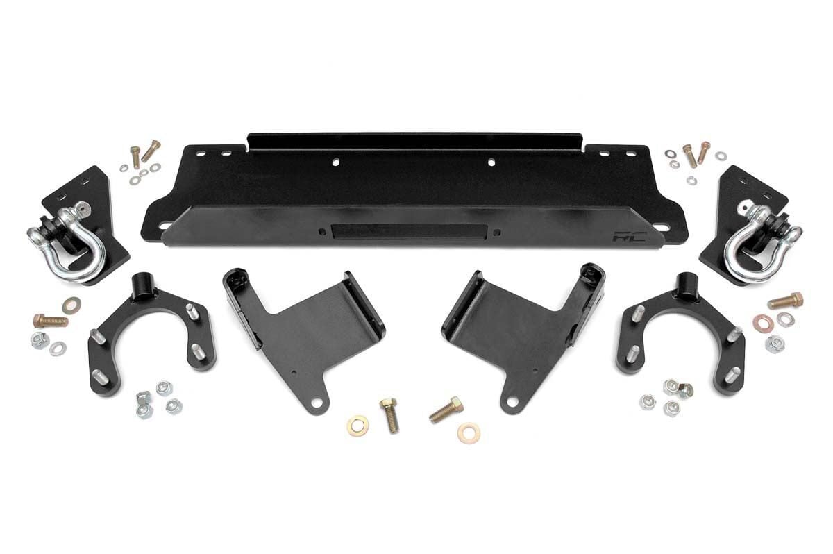 Jeep Wrangler Winch Mount Plate - Front - Rough Country - Factory Bumper - Black - '07-'10